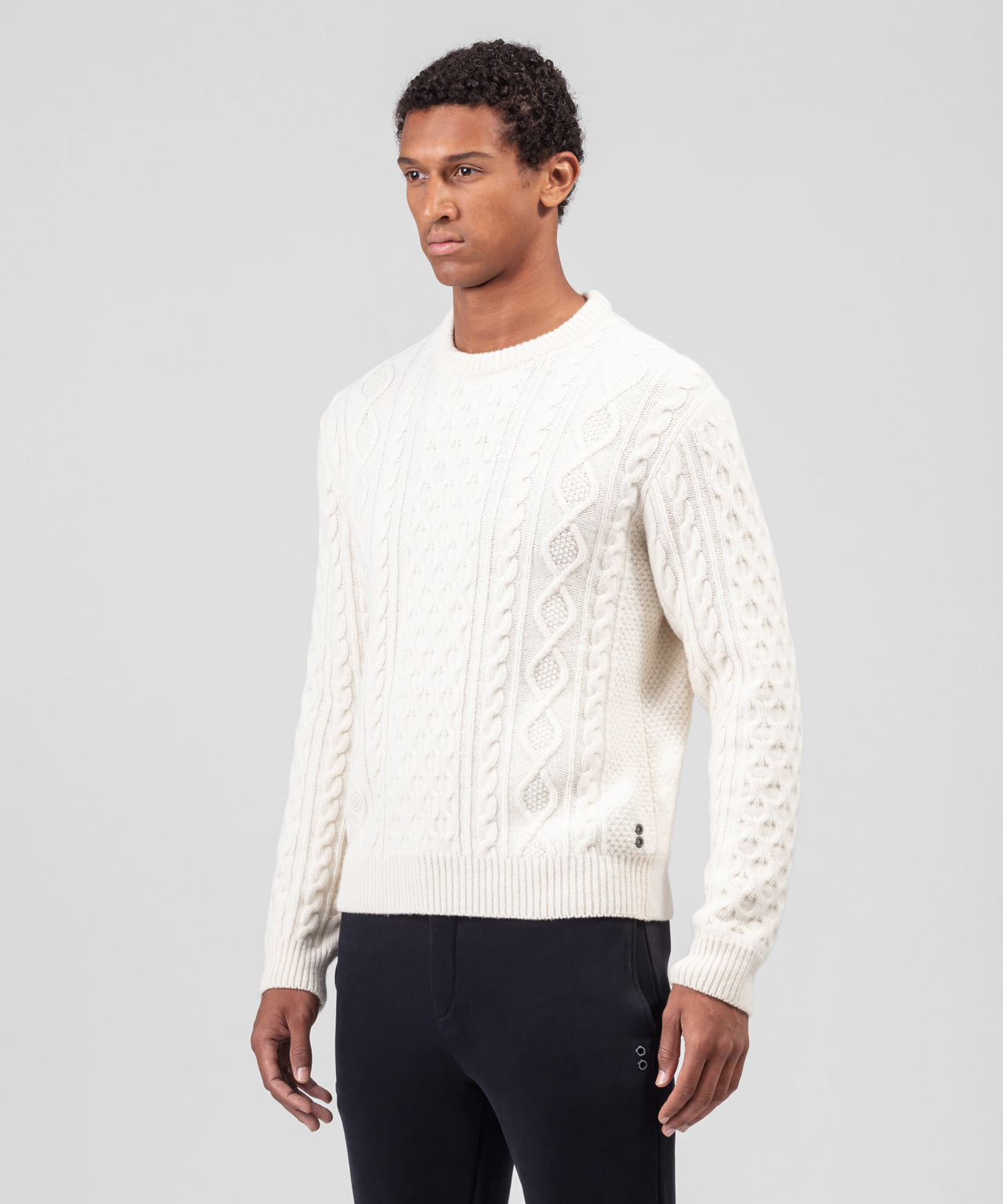 Cashmere-Wool Telemark Sweater: Off White