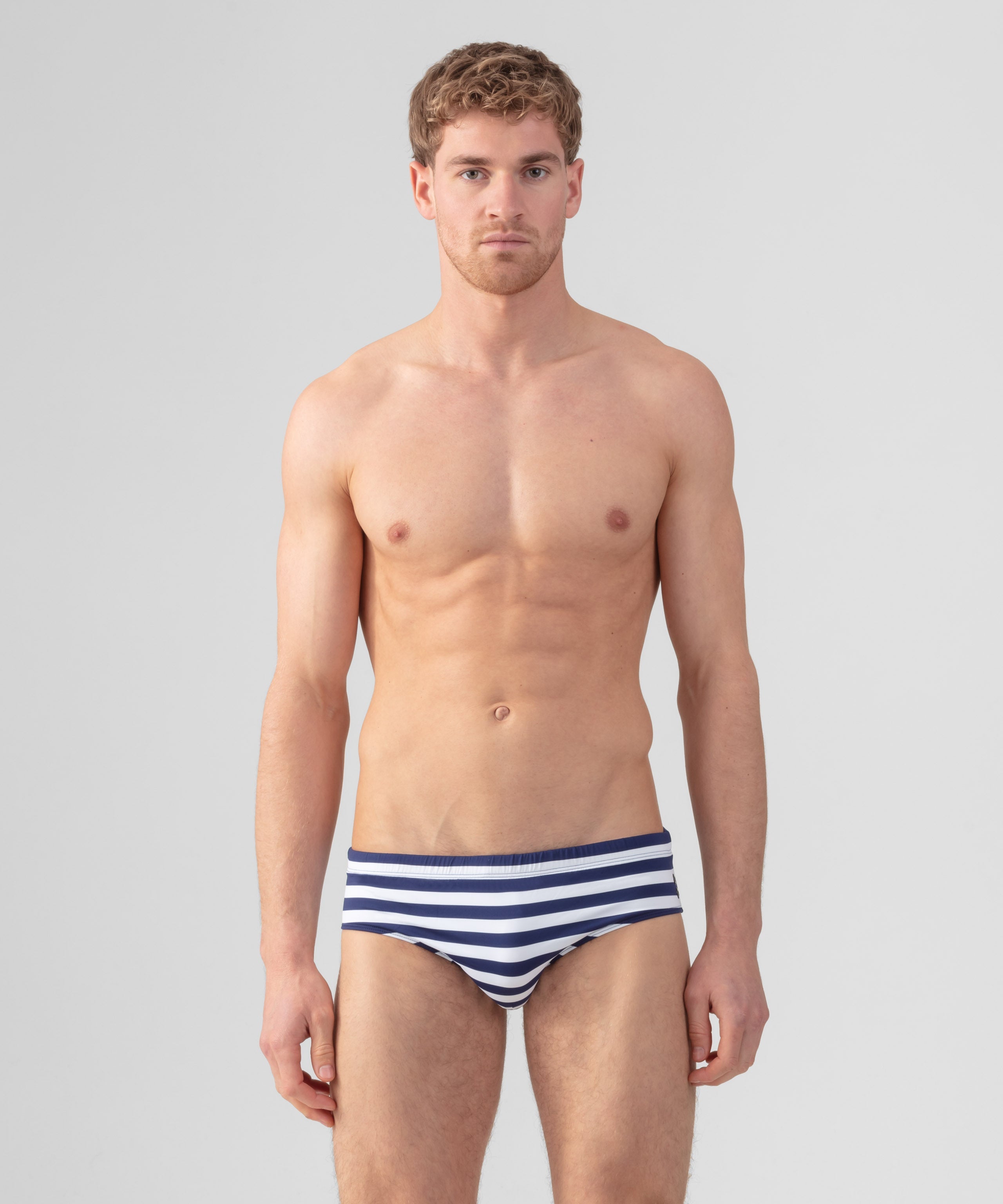 Swim Briefs Horizontal Stripes: Navy/White | Ron Dorff