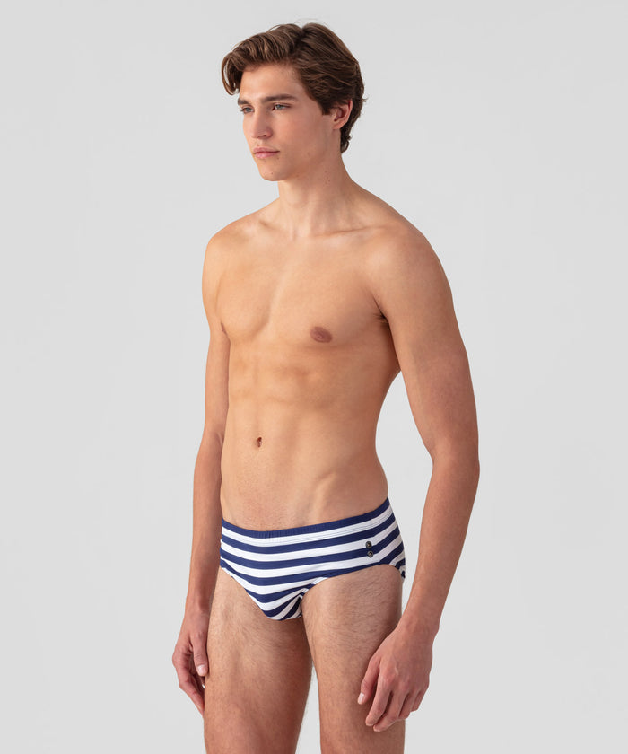 Swim Briefs Horizontal Stripes: Navy/White