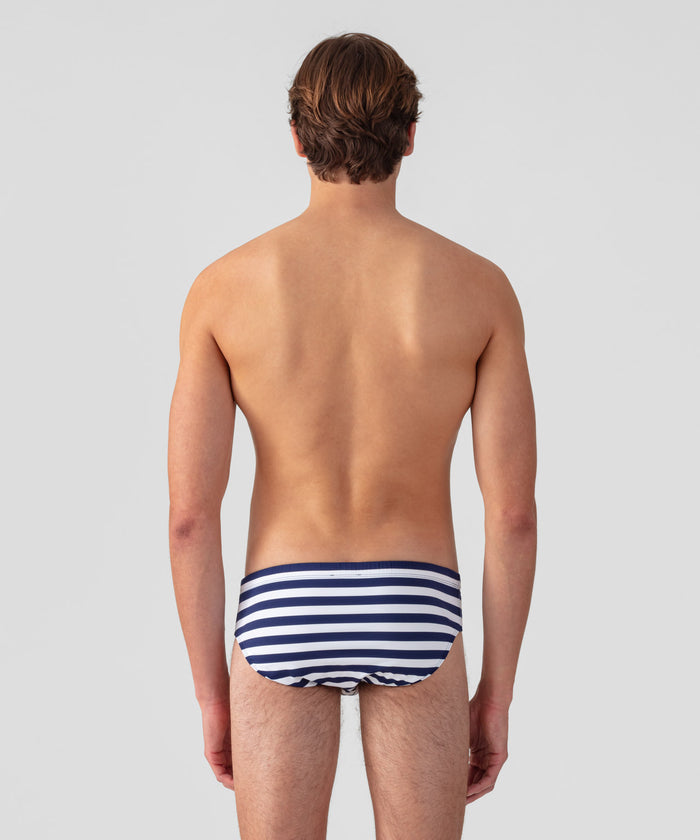 Swim Briefs Horizontal Stripes: Navy/White