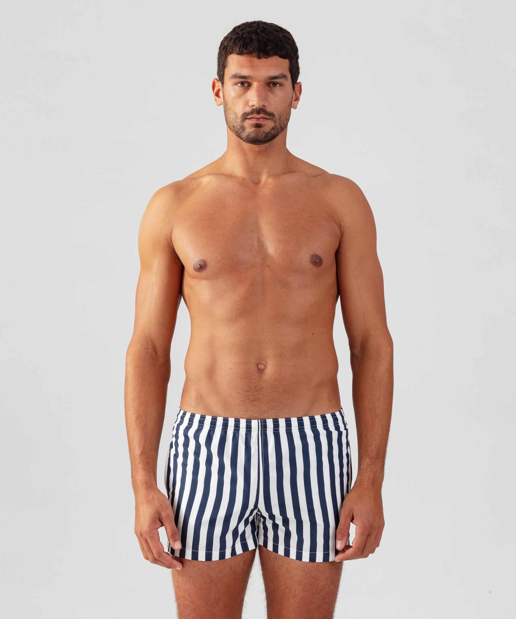 Swim Shorts Vertical Stripes: Navy/White | Ron Dorff
