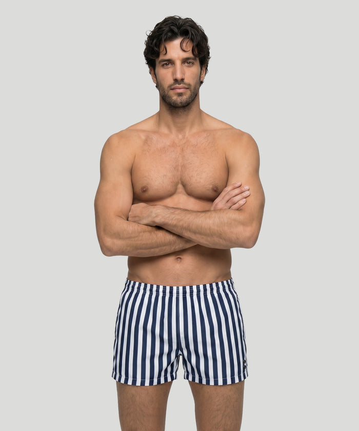 Swim Shorts Vertical Stripes: Navy/White