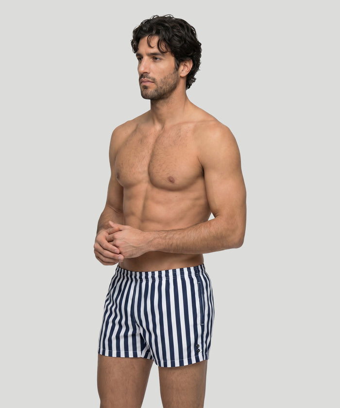 Swim Shorts Vertical Stripes: Navy/White