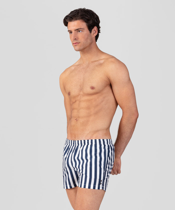Swim Shorts Vertical Stripes: Navy/White
