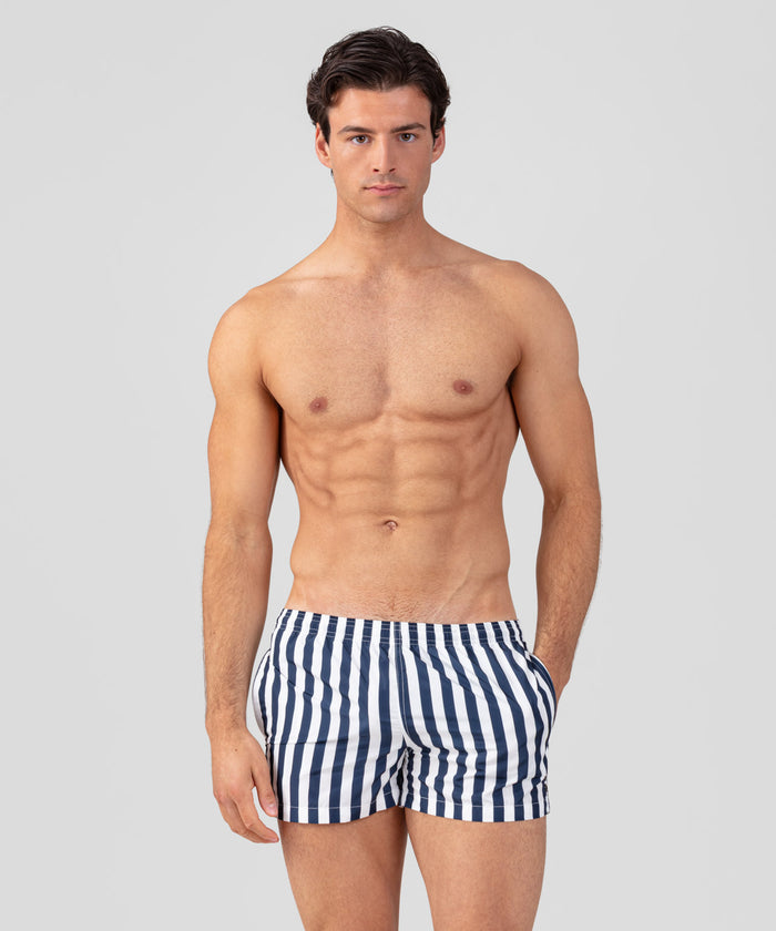 Swim Shorts Vertical Stripes: Navy/White
