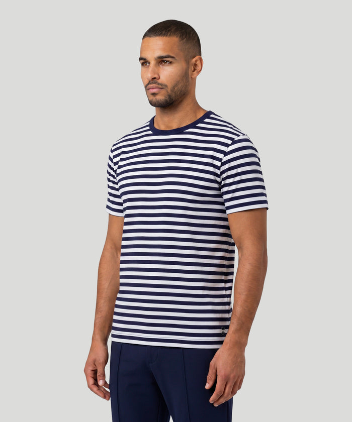 Crew Neck T-Shirt Eyelet Edition: Navy/White