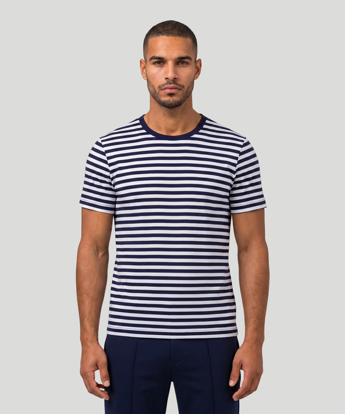 Crew Neck T-Shirt Eyelet Edition: Navy/White