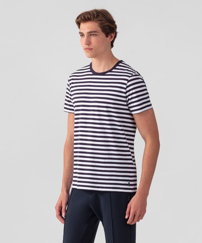 Crew Neck T-Shirt Eyelet Edition: Navy/White