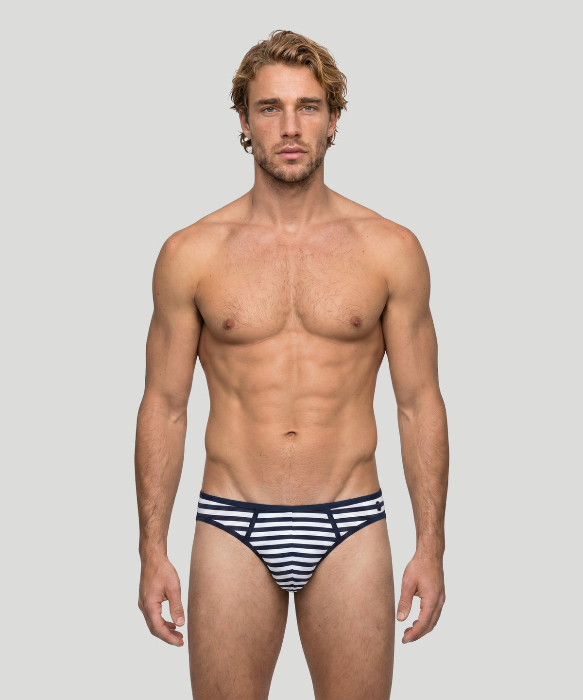Slim Y-Front Briefs: Navy/White