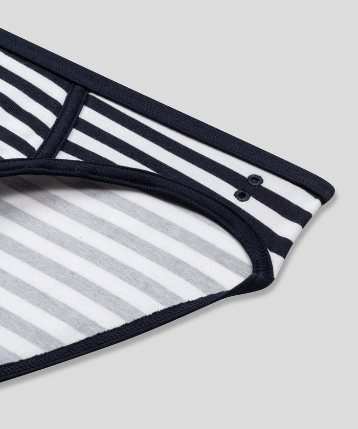 Slim Y-Front Briefs: Navy/White