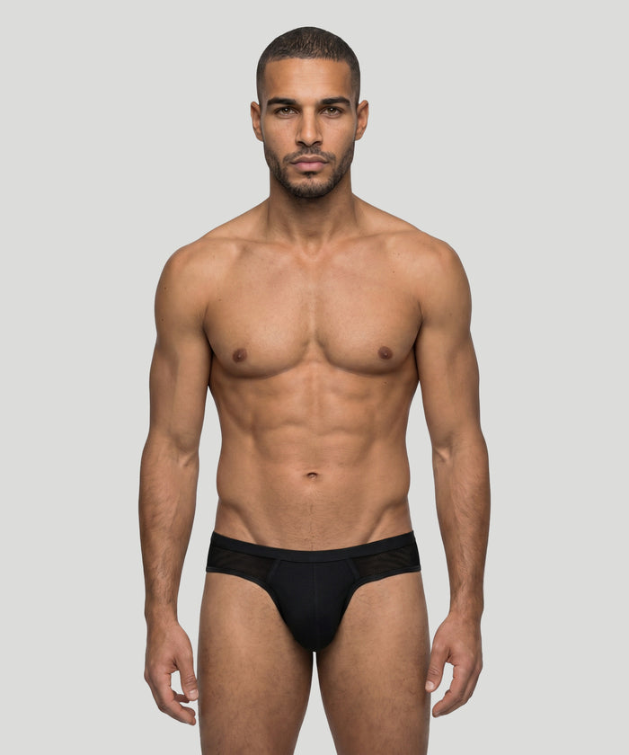 Mesh Slim Y-Front Briefs: Black