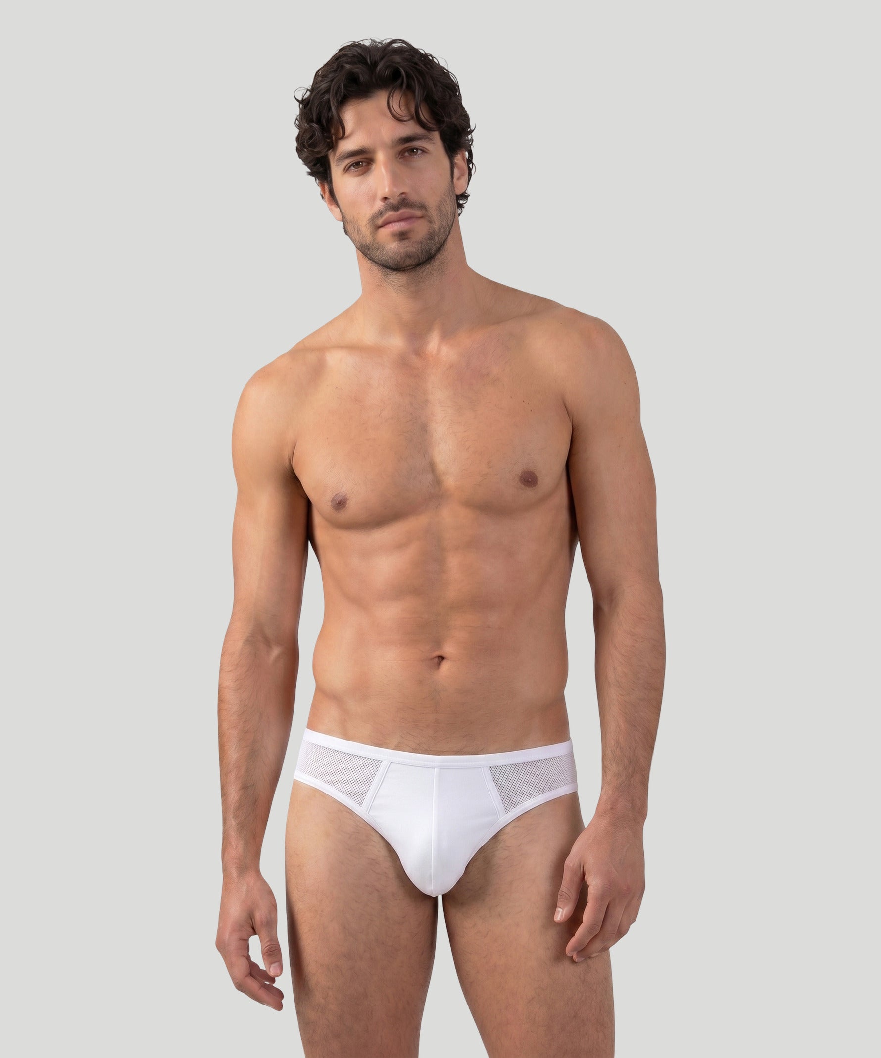 Mesh Slim Y-Front Briefs: White