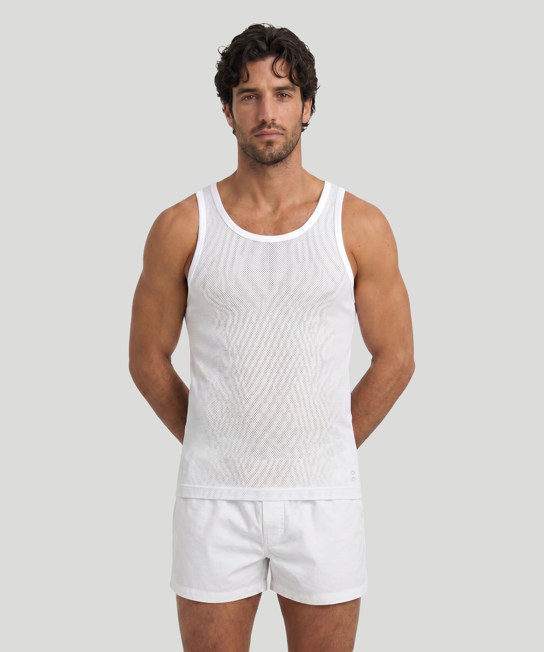 Mesh Tank Top: White
