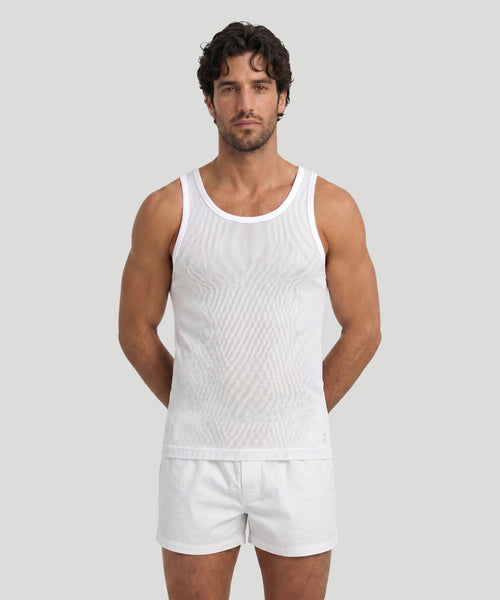 Mesh Tank Top: White | Ron Dorff