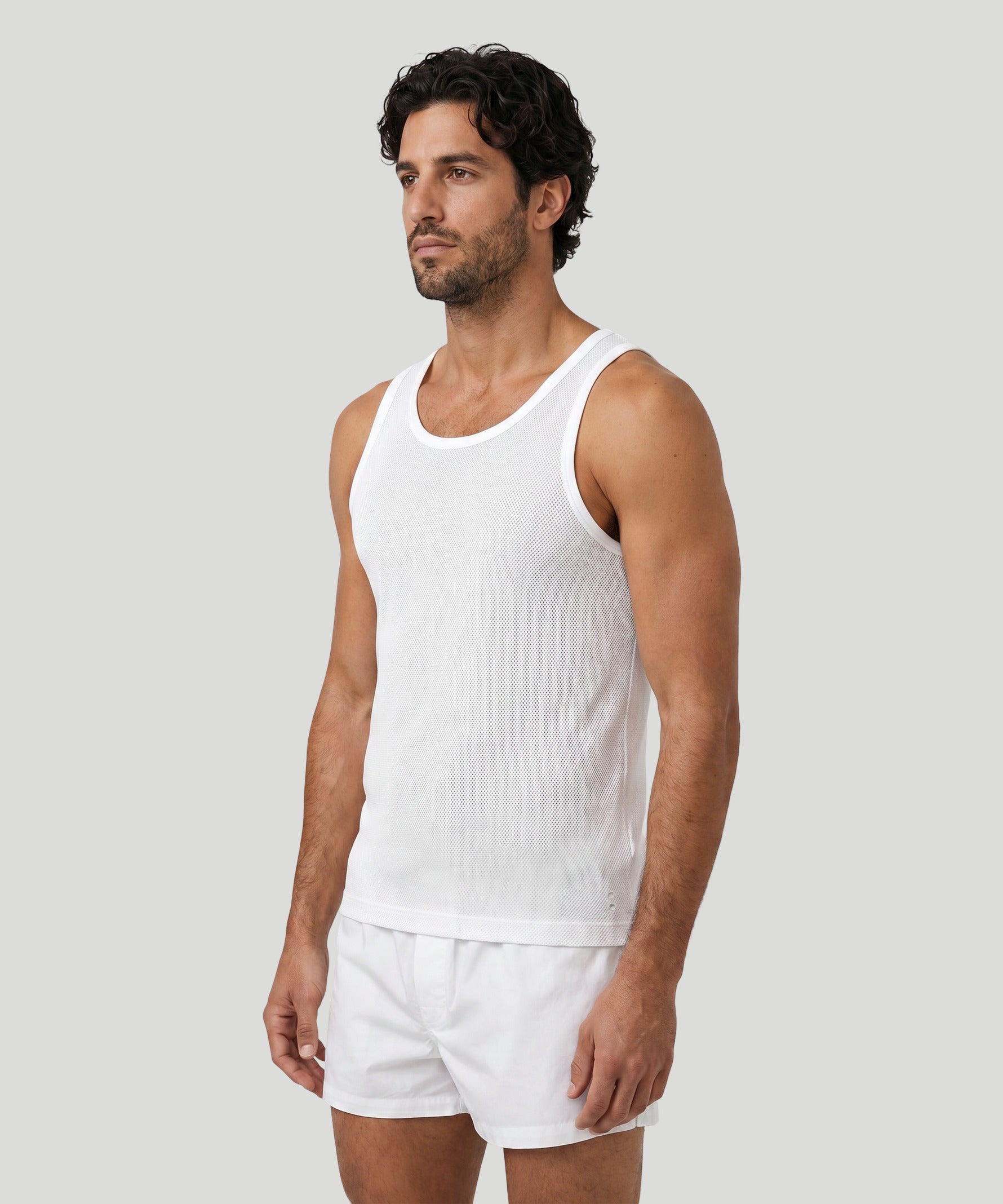 Mesh Tank Top: White