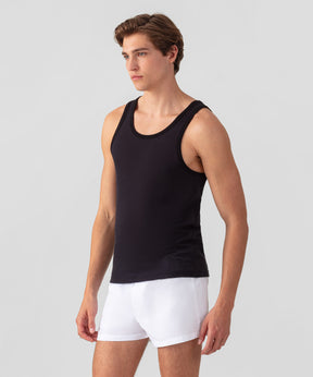 Cotton Mesh Tank Top: Black
