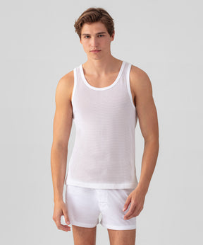 Cotton Mesh Tank Top: White | Ron Dorff