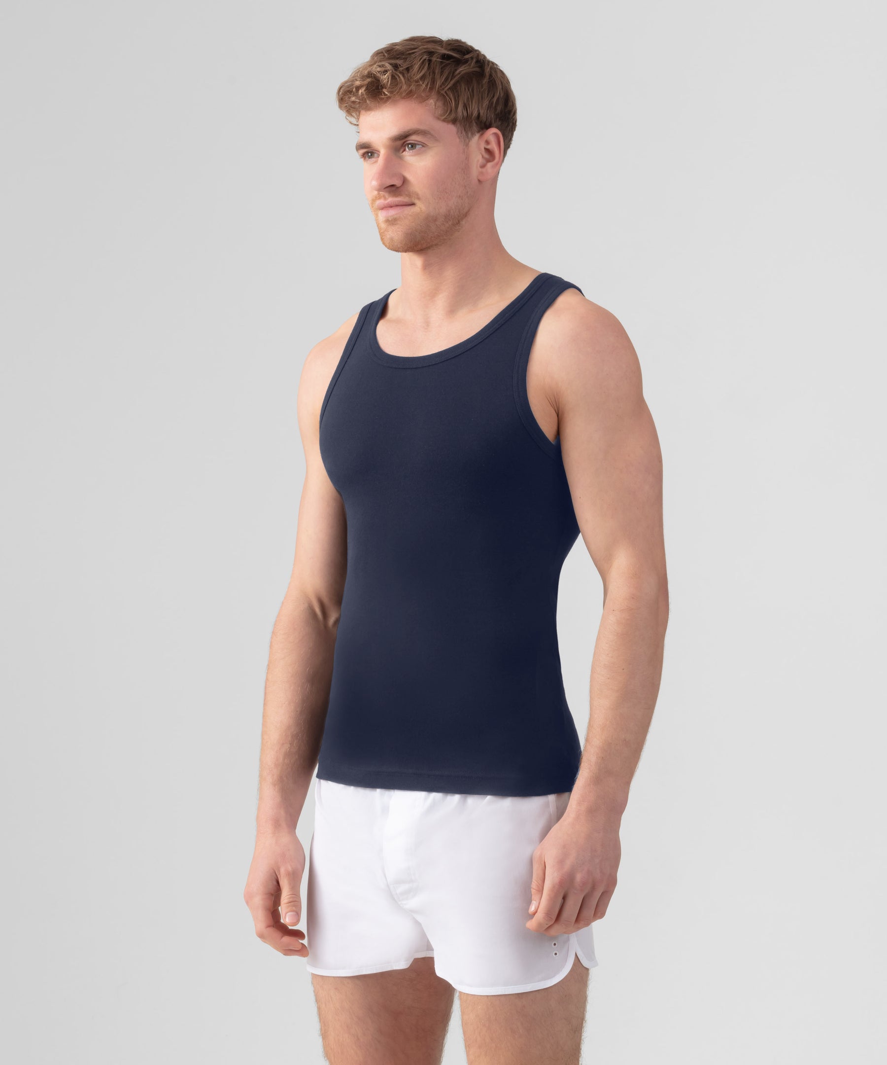 Ribbed Tank Top: Navy