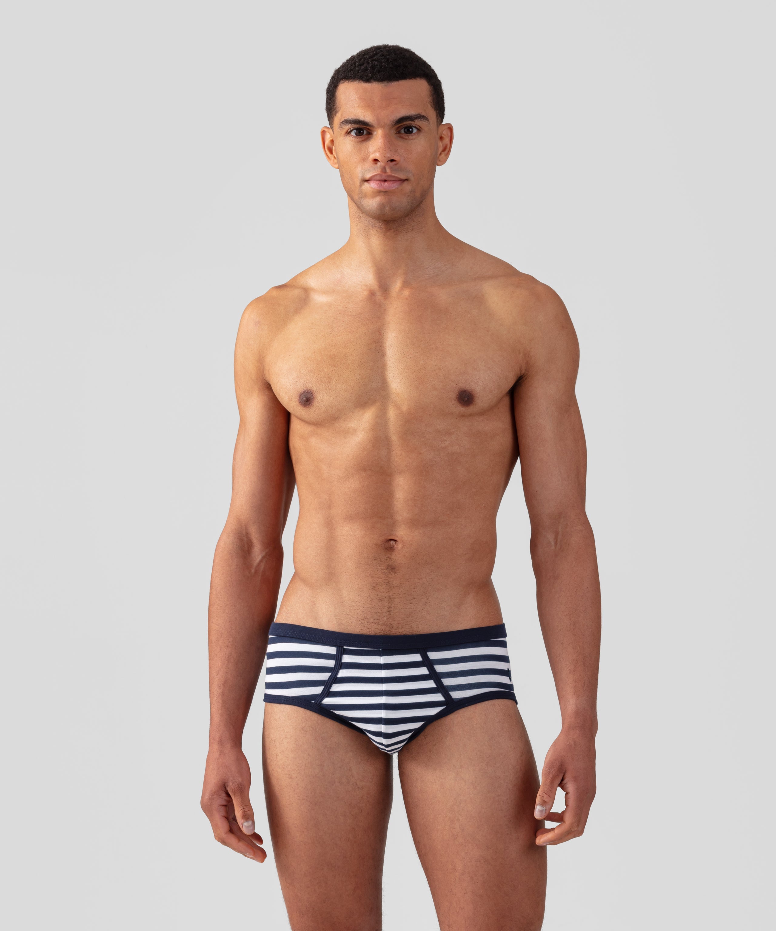 Y-Front Briefs w. Stripes: Navy/White | Ron Dorff