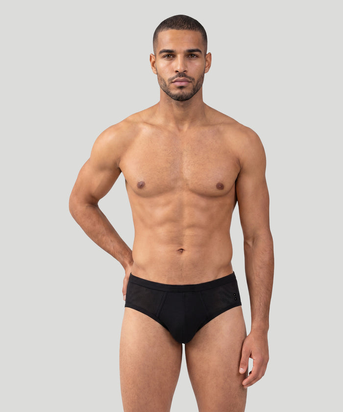 Mesh Y-Front Briefs: Black
