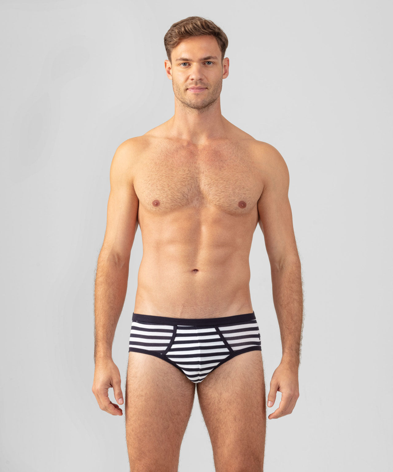 Y-Front Briefs w. Stripes: Navy/White