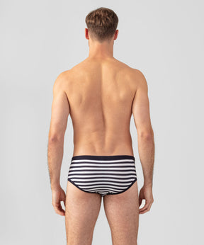 Y-Front Briefs w. Stripes: Navy/White