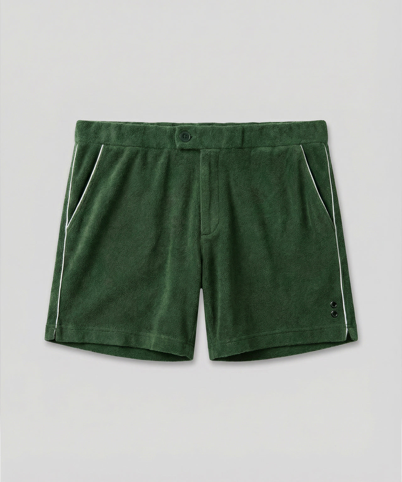 Cotton Terry Tennis Shorts w. Piping: Green Court