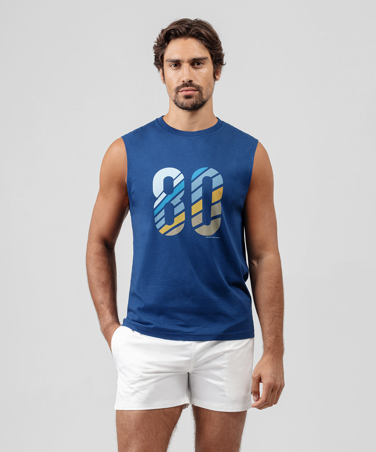Sleeveless T-Shirt "80": Viking Blue