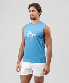 Organic Cotton Sleeveless T-Shirt "RON DORFF": Glacial Blue