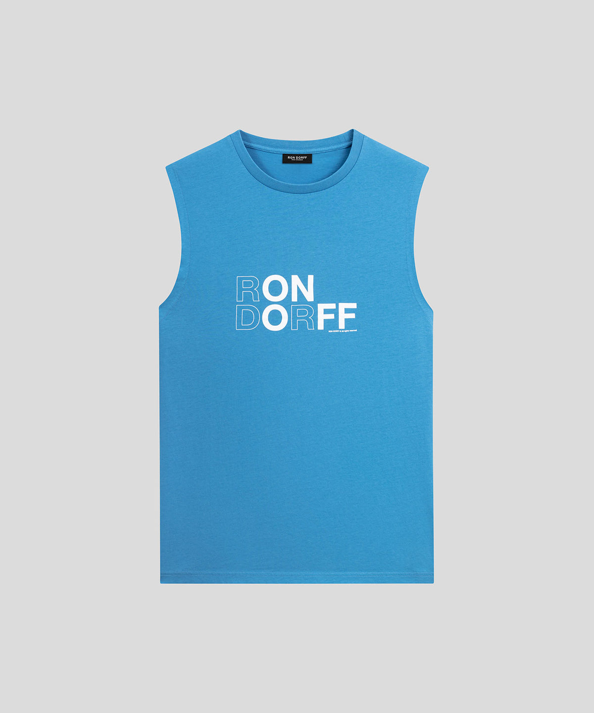 Organic Cotton Sleeveless T-Shirt "RON DORFF": Glacial Blue