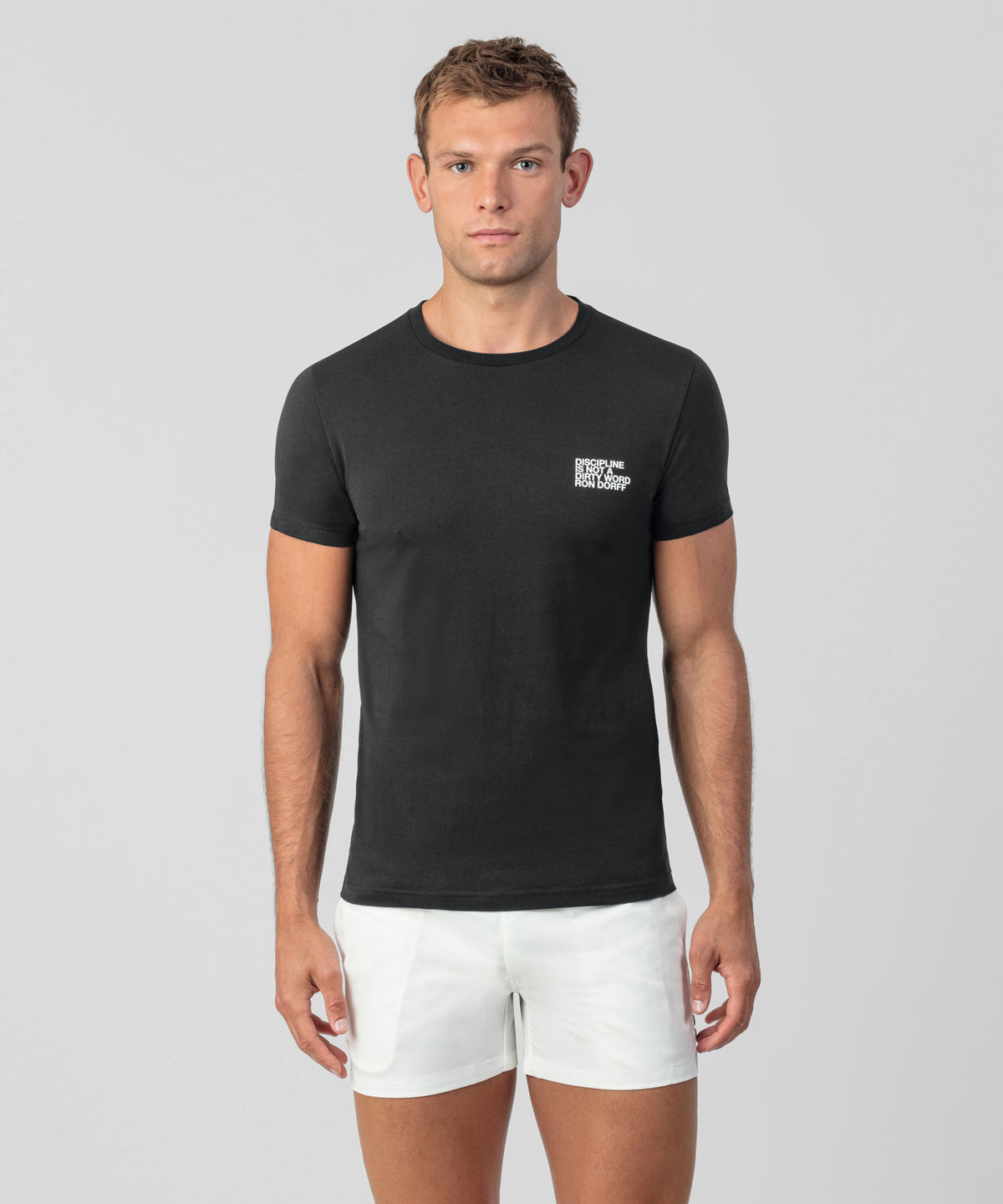 Organic Cotton T-Shirt "Discipline" Small Print: Black