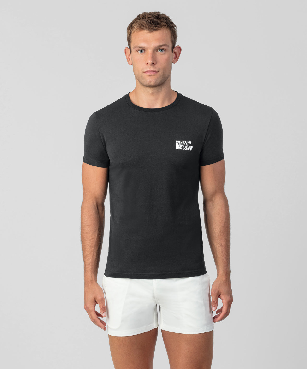 Organic Cotton T-Shirt "Discipline" Small Print: Black