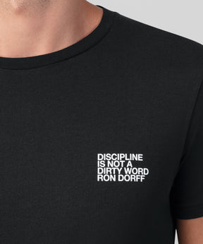 Organic Cotton T-Shirt "Discipline" Small Print: Black