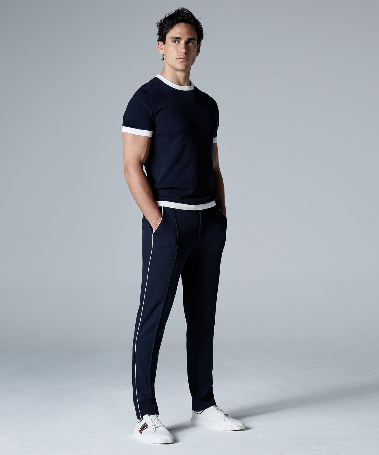 Knitted Sports T-Shirt: Navy