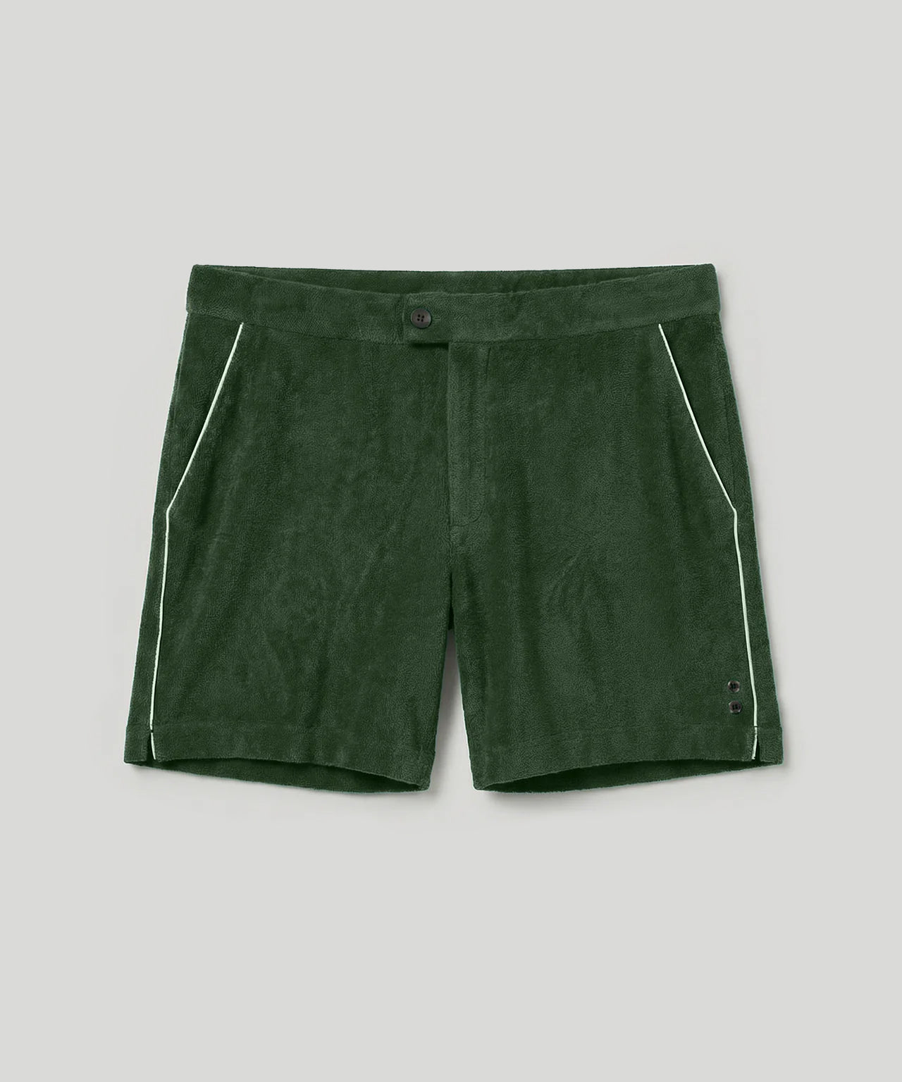 Cotton-Terry Tennis Shorts w. Piping: Court Green
