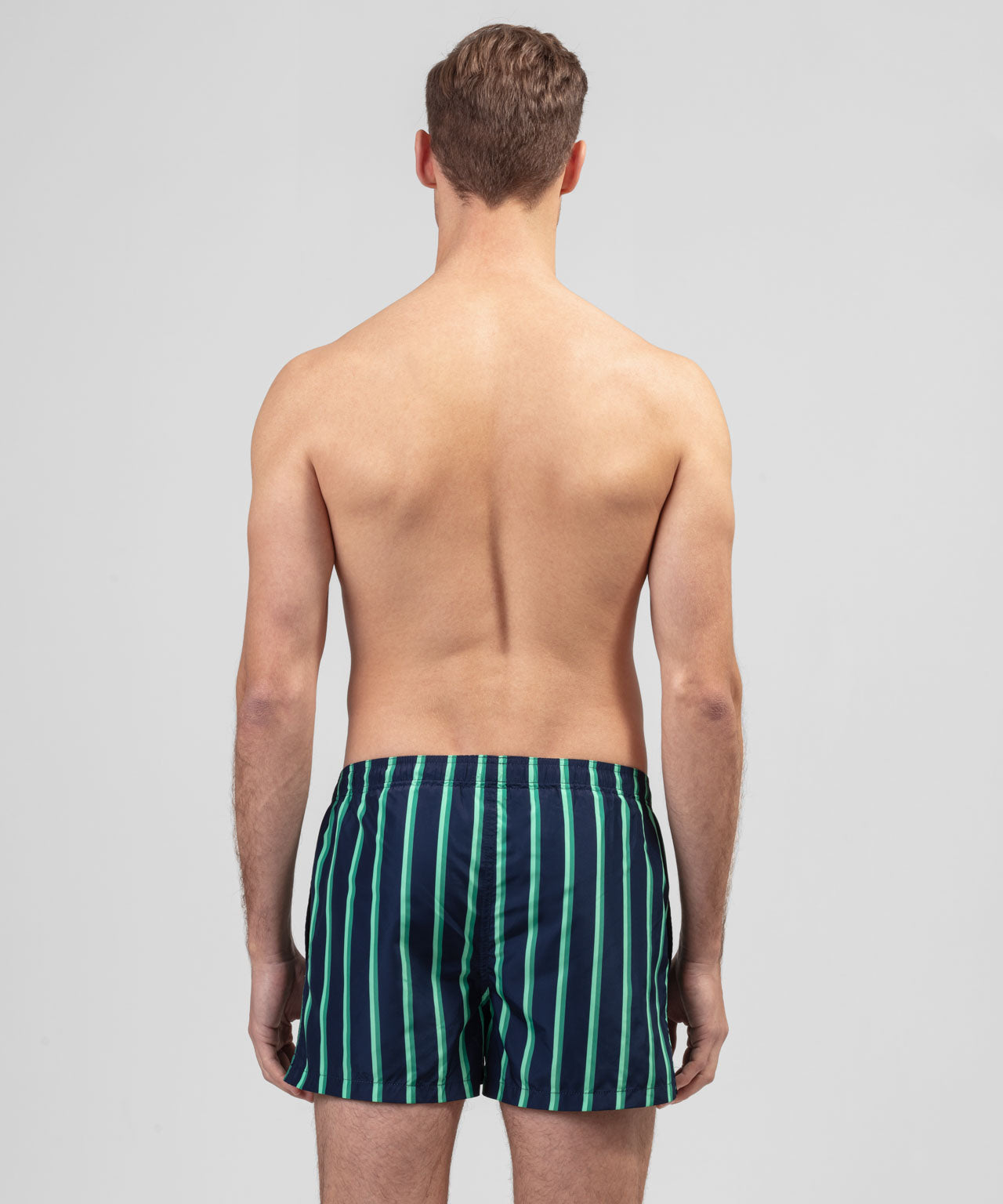 Swim Shorts Retro Stripes: Pistachio Green / Navy