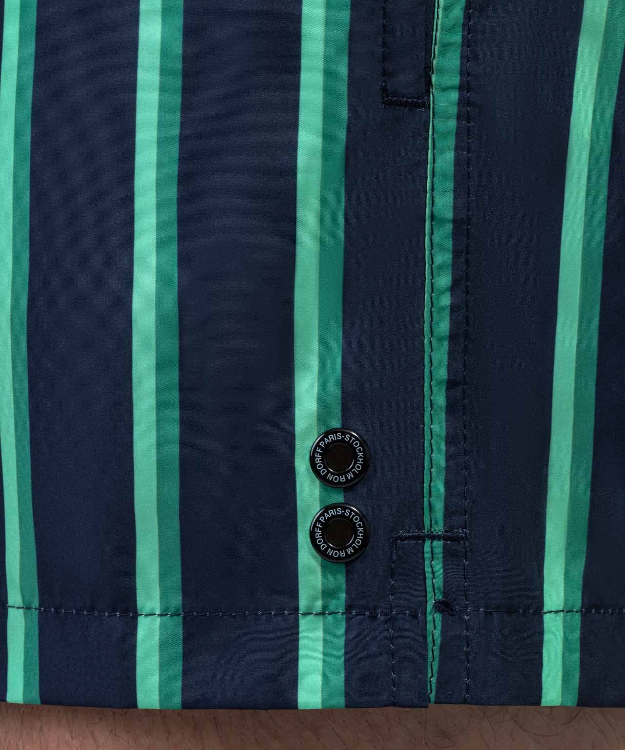 Swim Shorts Retro Stripes: Pistachio Green / Navy