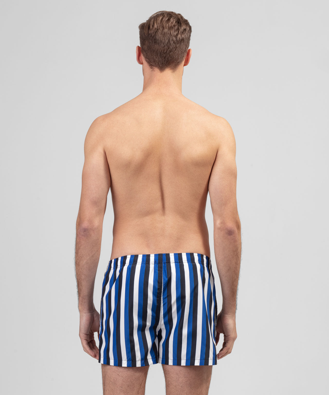 Swim Shorts Tricolor Vertical Stripes: Greek Blue/Navy/White