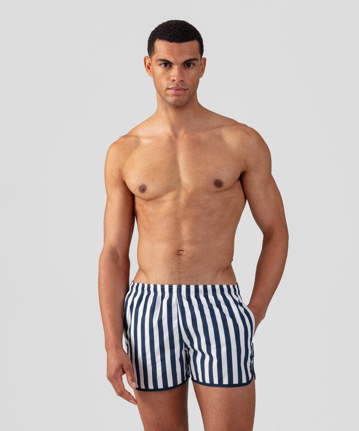 Marathon Swim Shorts Vertical Stripes: Navy/White