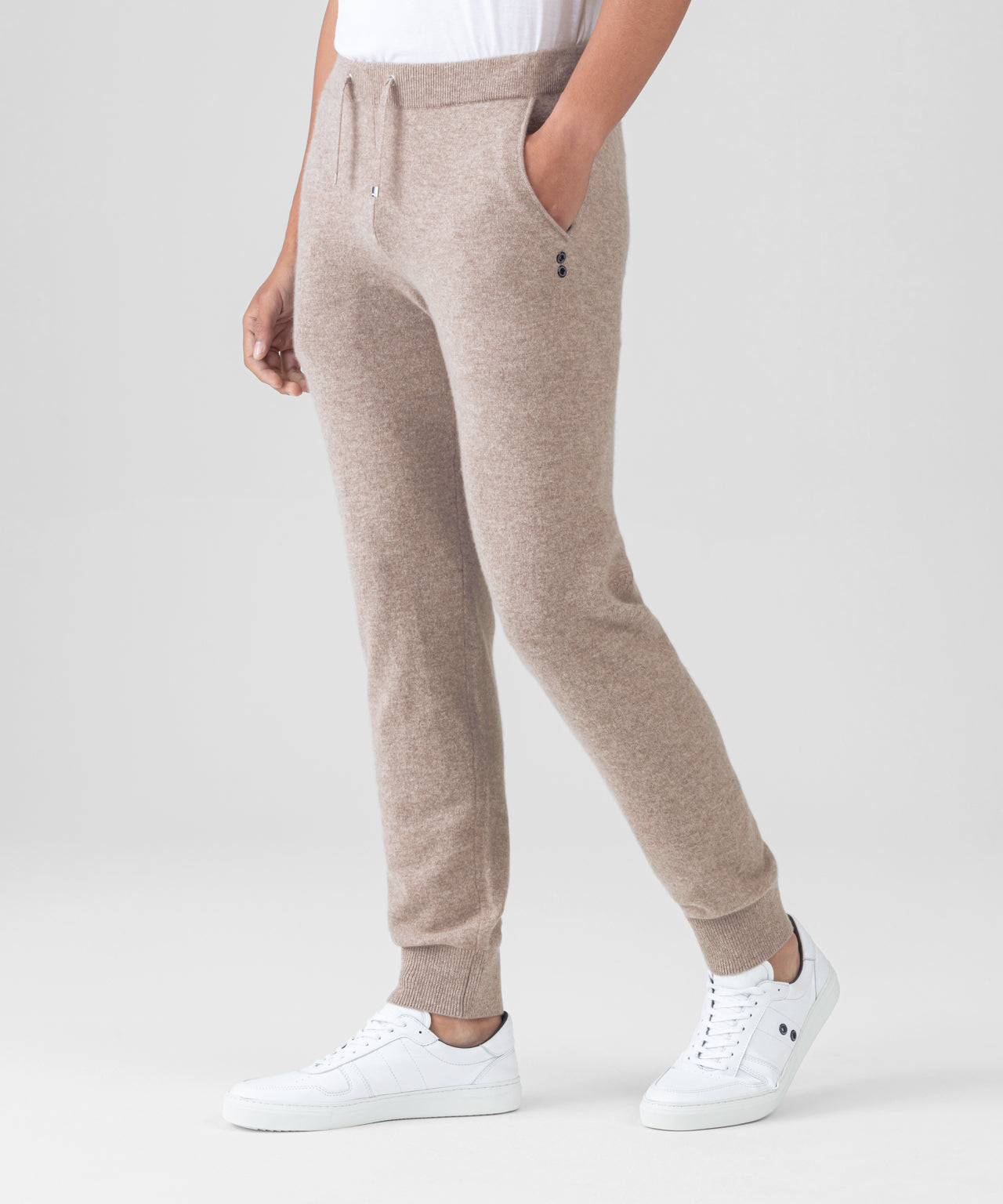 Cashmere Drawstring Jogger Pant in Grey Heather