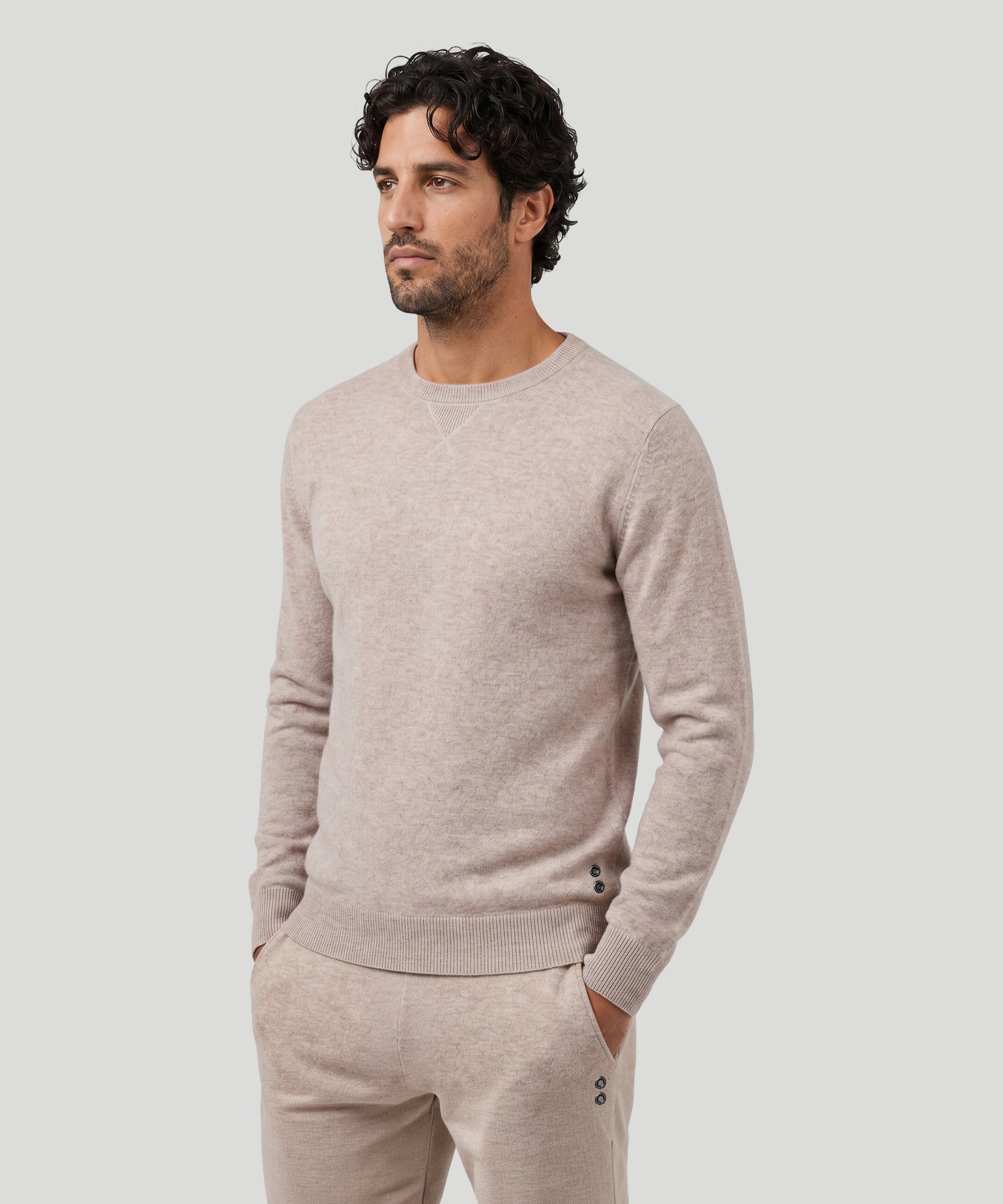 Cashmere Sweater: Heather Beige