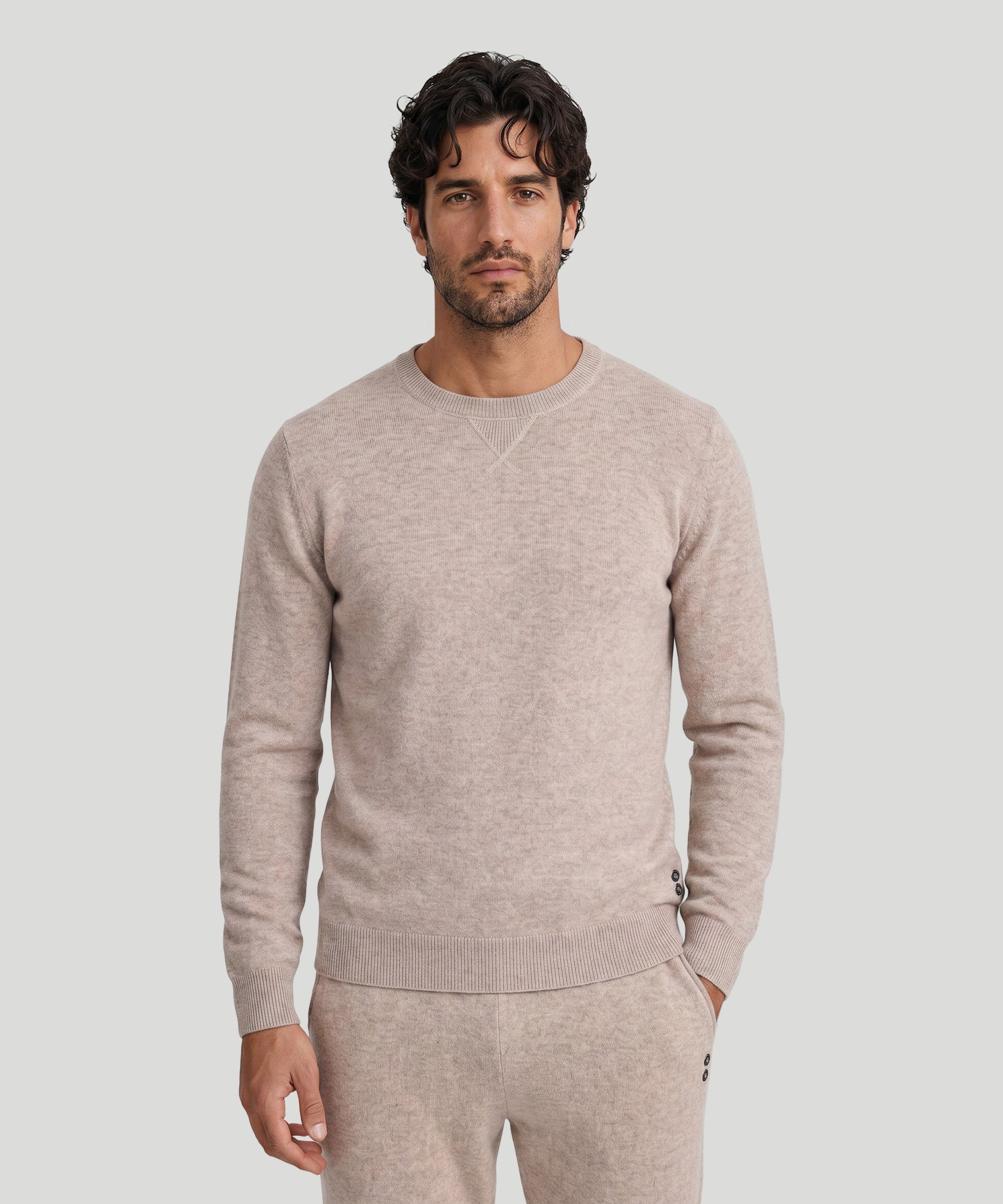 Cashmere Sweater: Heather Beige