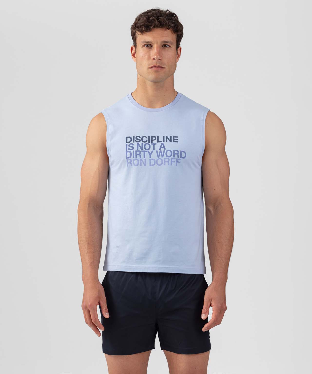 Organic Cotton Sleeveless T-Shirt "DISCIPLINE": Cloudy Bay