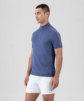 Cotton Silk RD Polo w. Piping: Skyfall