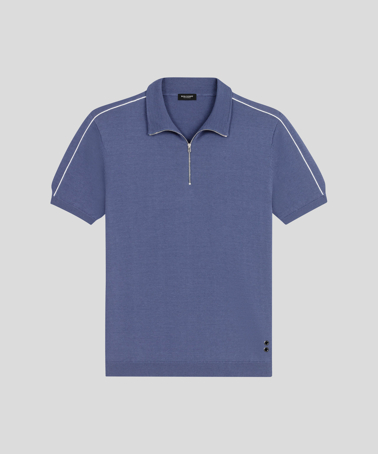 Cotton Silk RD Polo w. Piping: Skyfall