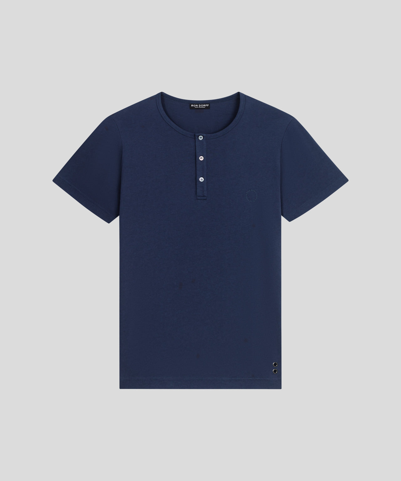 Cotton-Modal Henley T-Shirt: Navy