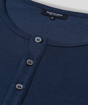 Cotton-Modal Henley T-Shirt: Navy