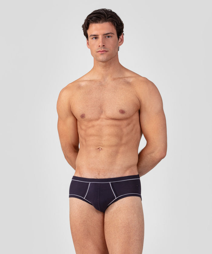 Y-Front Briefs w. Piping: Navy