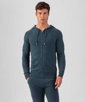 Cashmere Zipped Hoodie: Dark Sage