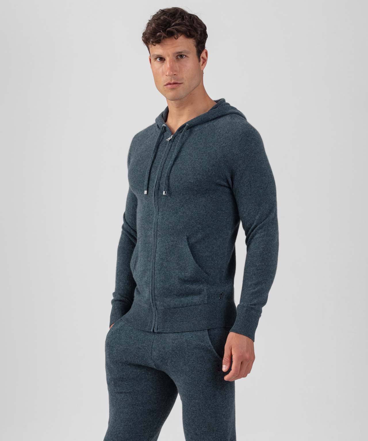 Cashmere Zipped Hoodie: Dark Sage